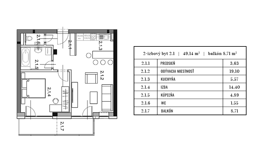 Egidius Residence pôdorys byt 2.1