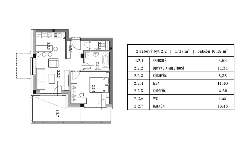 Egidius Residence pôdorys byt 2.2