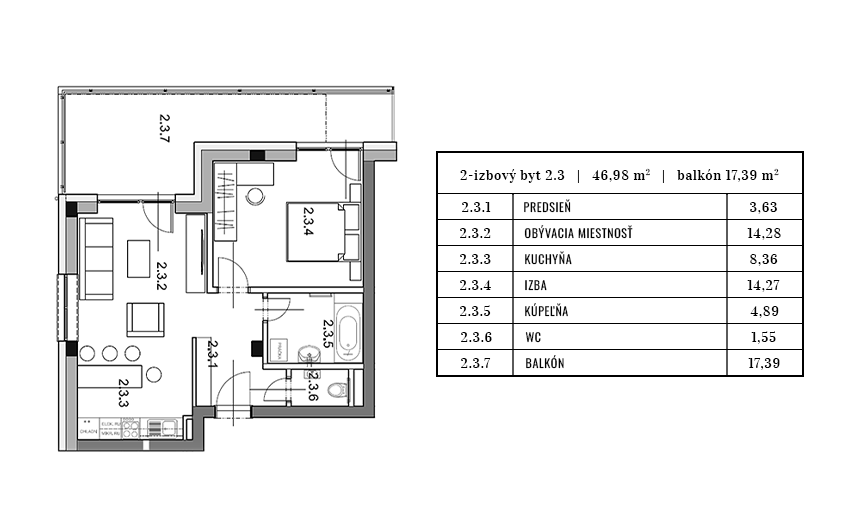 Egidius Residence pôdorys byt 2.3