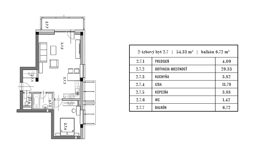 Egidius Residence pôdorys byt 2.7