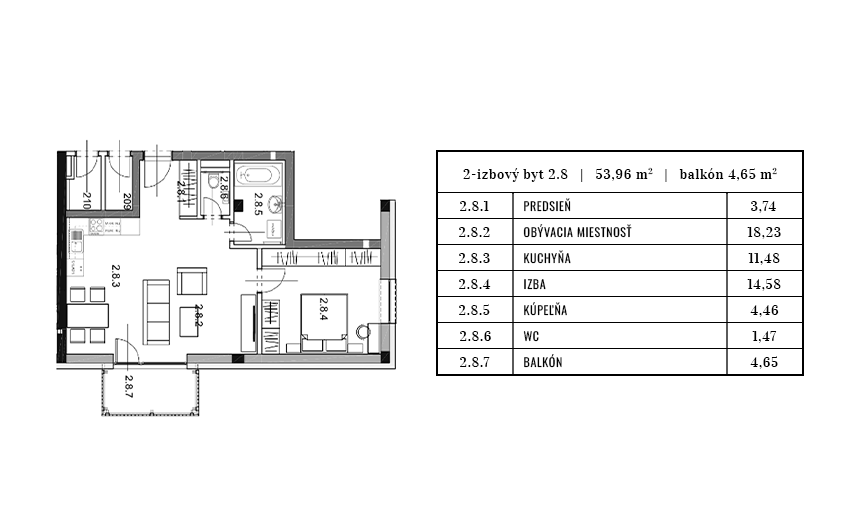 Egidius Residence pôdorys byt 2.8