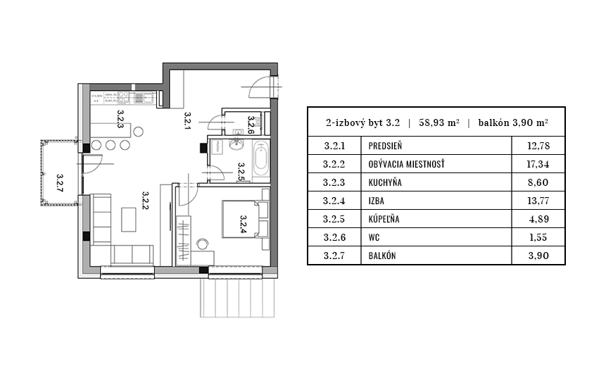 Egidius Residence pôdorys byt 3.2