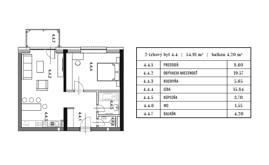 Egidius Residence pôdorys byt 4.4