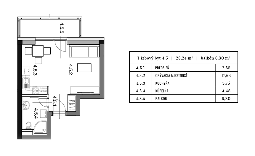 Egidius Residence pôdorys byt 4.5