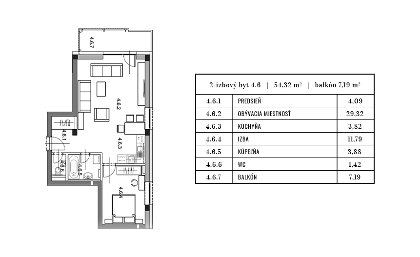 Egidius Residence pôdorys byt 4.6