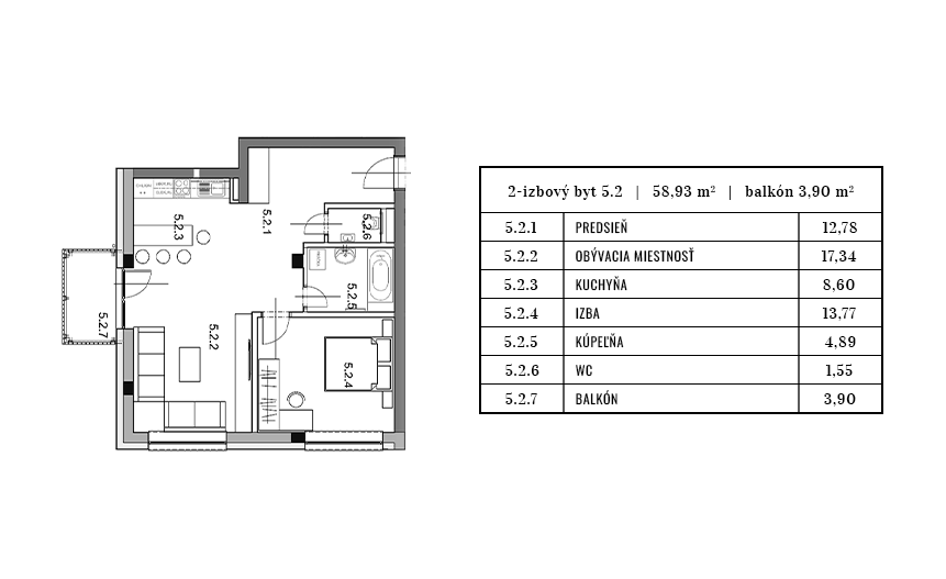 Egidius Residence pôdorys byt 5.2