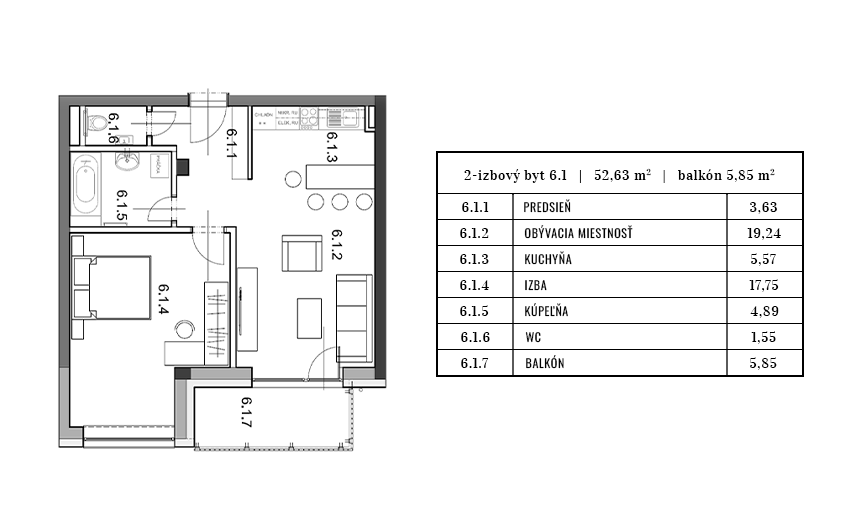 Egidius Residence pôdorys byt 6.1