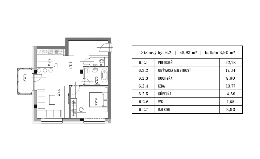 Egidius Residence pôdorys byt 6.2