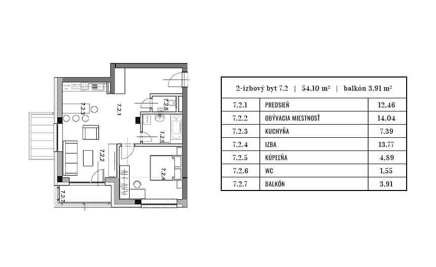 Egidius Residence pôdorys byt 7.2