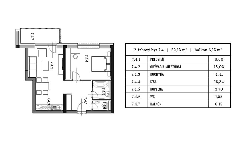 Egidius Residence pôdorys byt 7.4