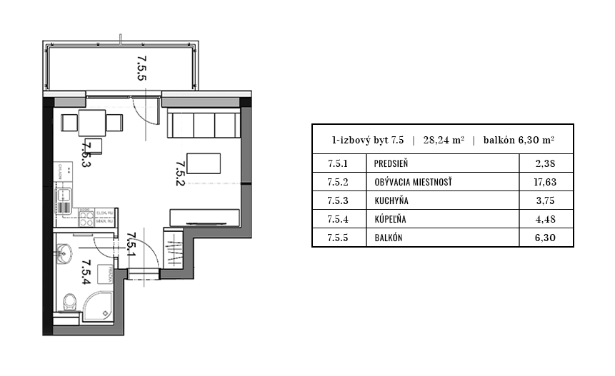 Egidius Residence pôdorys byt 7.5