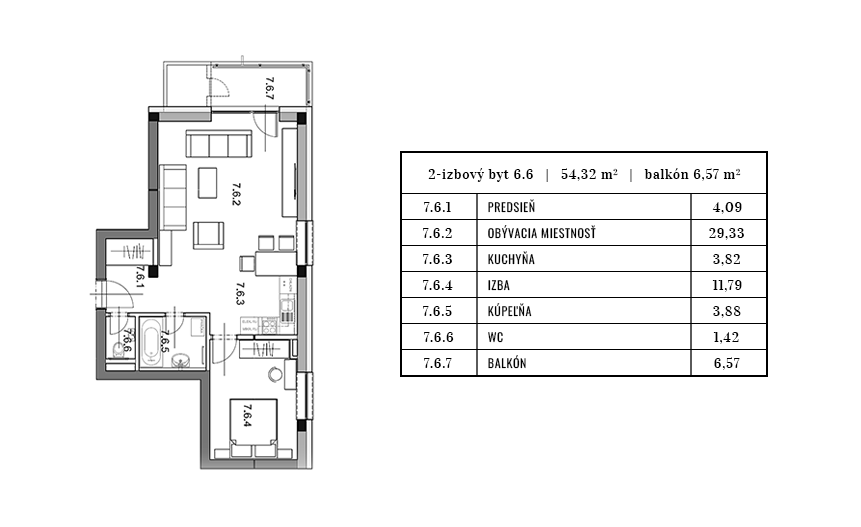 Egidius Residence pôdorys byt 7.6