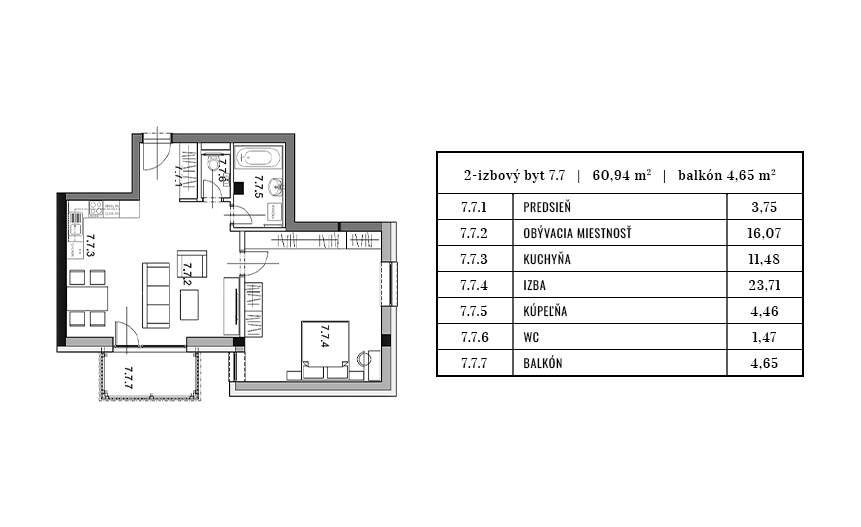 Egidius Residence pôdorys byt 7.7